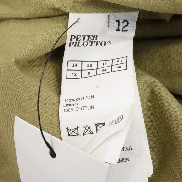 Peter Pilotto Khaki Cotton Floral Gathered Short Sleeve Dress US Size 8 - Picture 9 of 10